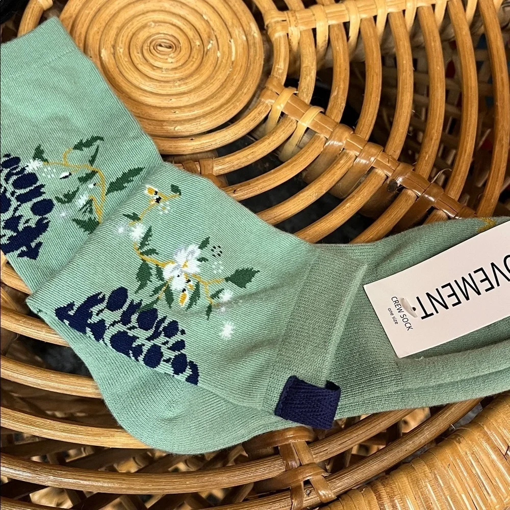 Free People Floral Forest New With Tags Green Patterned Socks